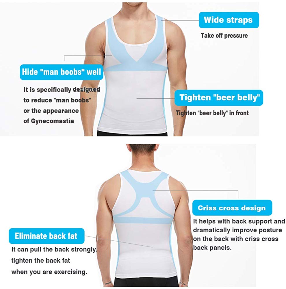  Lerx Male Shaper Tank 2.0, Mansottile Ion Shaping Vest  Compression Tank Top Men, Compress Tank Top for Men (Blue+Silver,S/M) :  Clothing, Shoes & Jewelry
